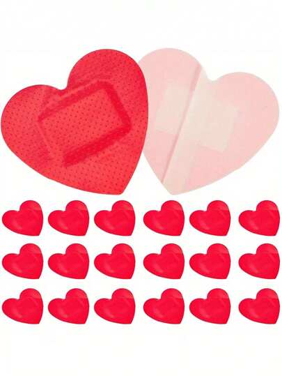 10pcs Waterproof Heart-Shaped Bandages, Flexible Adhesive Red Cute Bandages, Gifts, Dress Up