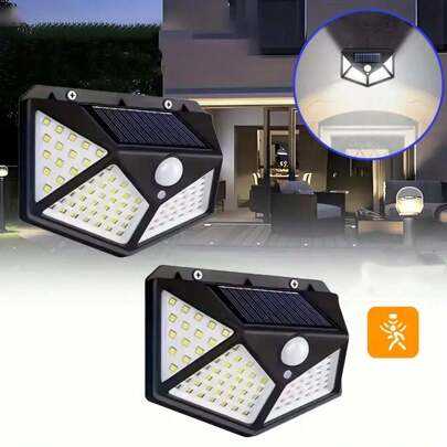 6 Pcs 100 LED Four Sided Solar Wall Light Outdoor Human Body Sensing Solar Light Garden Light Garden Lighting