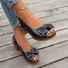 Sandalias elegantes de tacón alto con lazo de moda 2025, adecuadas para fiestas y uso al aire libre, correa tipo tick chunky para tacones abiertos y dedos de los pies, estilo clásico casual de verano