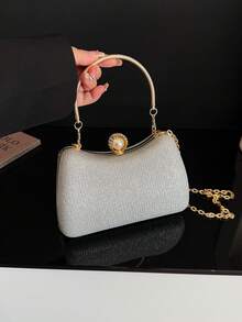 Women's Metal Handbag, Fashionable Shiny Chain Shoulder Party Purse - Silver - View 11