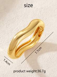 1pc/Set Elegant Gold Tone Wavy Bangle, Versatile Fashion Jewelry Set Suitable For Street, Travel, Party, Graduation Gift