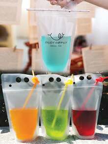 40pcs Disposable Drink Bags, Tea Bags, Juice Bags, Self-Sealing Beverage Packaging Bags - Multicolor - View 11