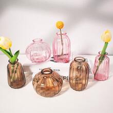 3Pcs Glass Flower Vases - Vertical Striped Rustic Decor For Wedding Centerpieces & Home | Multi-Use With Artificial Flowers, Plant Stand & Shelf Compatibility. Gifts Birthday Graduation Home Decor Back To School Room Decor School Supplies Glass Vase - Multicolor - View 4