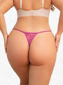 1 pieza Tanga sexy de mujer con cintura baja y diseño floral de encaje