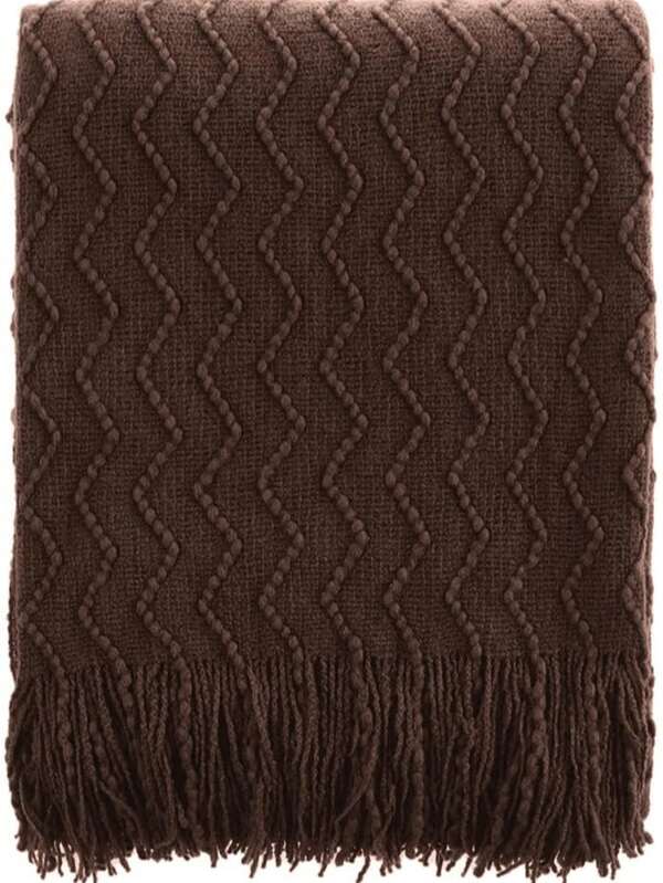 1 件波西米亚风格毛毯，轻质盖毯，采用柔软的针织纹理，适合室内、日常使用、斋月、感恩节、圣诞节