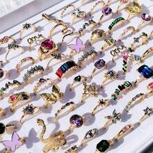 12 件/包豪华彩色玻璃镶嵌合金戒指套装，优雅甜美混合风格戒指，多件戒指适合派对、婚礼、日常佩戴、时尚珠宝，最佳礼物，OPP 袋随机发货 - 彩色 - 查看 4