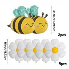 7 Stücke Bienen & Margerite Folienballon Set - Aluminium Folienballons geeignet für Frühling, Geburtstag, Jahrestag, Abschluss, Muttertags Partydeko - Auch geeignet für Hochzeiten, Taufen, Thanksgiving, Valentinstag und weitere Anlässe