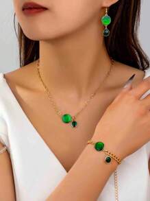 4 pièces Set de bijoux pour femmes en alliage de cuivre et de zinc avec glaçure goutte à goutte, (serti de strass blancs, faux diamant acrylique ou ciel étoilé en résine), exquis, à la mode, personnalisé, multicolore, convient pour un port quotidien, le trajet, les vacances, les fêtes et autres occasions