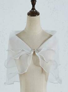 Brautschleier Schal Dünner Hochzeitsschal Tüllüberzug für Brautkleid, Ein-Schulter-Hochzeitsbankett Umhang für Abendkleider, kleiner Schal zum Überwerfen über den Arm für Brautkleid, Toastjacke