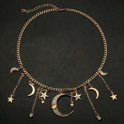 SHEEGIOR 1 pieza Collar colgante minimalista de moda de la serie del cielo estrellado con estrella, sol y luna, collar de cadena de capa única ajustable adecuado para uso diario casual, festivales, decoración, multiusos, regalo de para mujeres