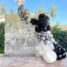 24/30/49pcs Large Shimmer Wall Backdrop Gold Silver Square Glitter Panels DIY Wedding Anniversary Birthday Party Backdrop Decoration Photo Props - Bạc - Xem 3