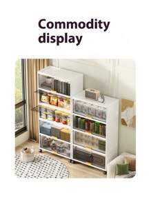 1pc Flip Cover Multi-Purpose Transparent Plastic Storage Cabinet, Organizer Box For Snacks, Underwear, Household Items