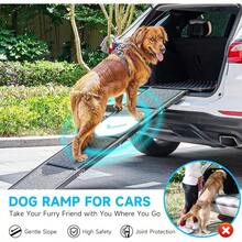 CO-Z Dog Ramp For Car 170 Cm Folding Pet Ramp For Large Dogs Up To 90 Kg Car Ramp For Dogs With Non-Slip Rug Surface Portable Dog Pet Stairs Ramp For Car SUV Truck Bed Sofa Indoor And Outdoor Use - Black-gray1 - View 2