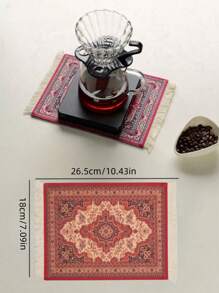 Coffee Mat Arabic Style Absorbent Insulated Coaster Coffee Or Tea Coaster Table Mat Heat Resistant Drying Non-Slip Coffee Coaster Suitable For Coffee Machine, Coffee Pot, Coffee Accessories 1 Piece