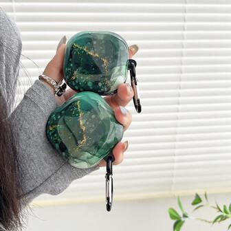 三星 Galaxy Buds 大理石纹 TPU 保护壳，适用于 Buds 2/Pro/Pro 2/Live/FE，防刮防滑纹理，时尚亮丽 + 可拆卸登山扣