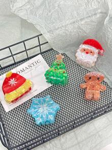 1 Set/5pcs Christmas Hair Clips, Acrylic Cute Christmas Style Combination, Suitable As Christmas Gift For Women Claw Clips Winter Hair Accessories Winter Hair Clutch - Multicolor - View 2