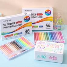 24/36/54/72 Color Highly Attractive Flash Special Effect Painting Pen Set, DIY Fluorescent Pen Color Painting Pen Set, Large Ink Volume, 1mm Ballpoint Pen Tip, Painting Graffiti Handbook Writing Stackable Color, Used For Painting Graffiti Outline Coloring Manual Decoration Greeting Card Writing, Suitable For Daily Gift Giving, Back To School Season