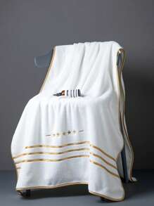 1pc Extra Large Bath Towel 86*170cm, Polyester Fiber, Simple Solid Color With Embroidered Star Pattern Or 34*75cm Small Hand/Face Towel, Absorbent, Quick Drying, Soft, Suitable For Bathroom, Hotel, Gym, Outdoor Travel, Party, Holiday Gift, Beach, Salon, Spa, Unisex Adult Household Use, All Seasons,School,Back To School,Travel,Travel Essentials,Home Essentials,Towel,Skin Care