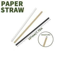 100支经典纯色一次性纸吸管，3种颜色可选，经久耐用，适用于节日派对、宴会、饮料配件