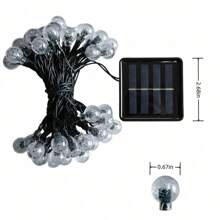 1PC 20LED/30LED/50LED/100LED Outdoor Solar Bubble Ball String Light, 8 Flashing Modes, Suitable For Garden, Courtyard, Wedding, Party, Balcony Decoration (Warm White, White, Color)