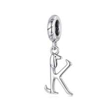 1 PC 925 Sterling Silver Cute Dachshund Shaped Letter Charm Pendant For Charm Bracelet, Alphabet Initial Beads Jewelry