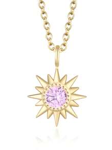 Collier en cuivre plaqué or rose 18 carats avec pendentif soleil en zircone artificielle, bijou à la mode pour femme, idéal au quotidien, idéal pour la fête des mères, la Saint-Valentin ou un anniversaire.