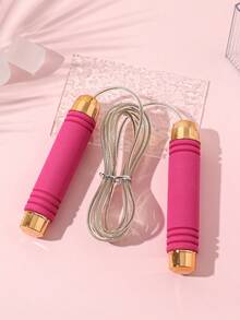 1pc Adjustable Anti Slip Handle With Gold Plated Jump Rope, Suitable For Fitness Exercise - Multicolor - View 3