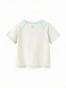 mini bala Boys' And Girls' Baby T-Shirt Summer Infant Cool Antibacterial Short Sleeve T - Milky White - View 2
