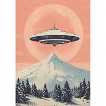 1pc /3PCS Wall Arts Posters Optinal Frame Pop UFO UFO Alien Drink Coffee Art Print Poster Cow Canvas Print Print Vintage Sci-Fi Wall Art Funny Home Decor