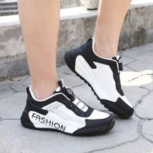 Tênis Esportivos de Malha Respirável Masculinos, Sapatos Casuais Leves para Corrida, Decoração com Botão Giratório, Tênis Chunky de Alto Padrão