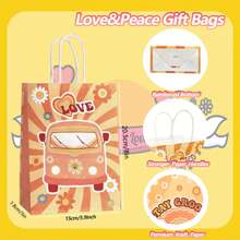 24 Pcs Groovy Party Favor Bags 6 Styles Groovy Retro Hippie Goodie Bags Stay Groovy Paper Gift Bags Daisy Flower Treat Bag With Handles For People 60's 70's Birthday Gender Reveal Wedding Bridesmaid Gift Bags Party Supplies