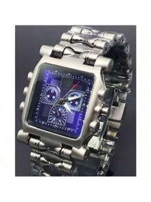 Men's Tank Minute Date And Time Square Stainless Steel Water Resistant Watch - 白色 - 查看 2