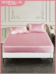 2/3件套纯色缎面床笠，1件缎面床笠+1/2件缎面枕套，柔软透气，不易起皱，提升睡眠质量，奢华酒店风格，礼品之选，适用于各种尺寸床——单人床、双人床、特大号床、大号床，床笠深度14英寸/35厘米，可机洗，通过Oeko-Tex认证