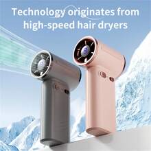 Akane 便携式手持风扇，可调速（1-9），迷你风扇，带3000mAh可充电电池，金属机身，数字显示，适合女性/男性，旅行/露营/户外礼物，棕色 - 彩色 - 查看 4