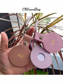 Estuche personalizado con iniciales en relieve 3D por estampación en caliente para Airtag de Apple. Funda de piel protectora con llavero compatible con Airtag. Cubierta para rastreador compatible con collar de perro o gato New Airtag