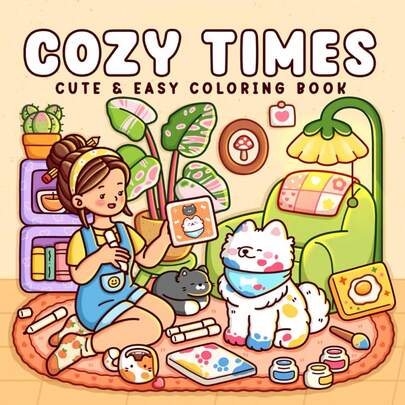 Moments cosy : livre de coloriage pour adultes et adolescents mettant en scène filles, garçons et animaux de compagnie dans des moments détendus et relaxants pour se détendre (coloriage mignon et facile), cadeaux pour amis, couples et famille, rentrée scolaire, fournitures scolaires