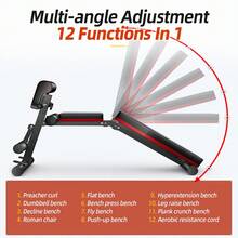 DDCAQIOUA Adjustable Fitness Bench, Workout Bench With Resistance Bands, Full Body Exercise Dumbbell Bench, Foldable Flat/Incline/Decline Bench, Suitable For Home Gym - Black - View 7