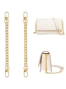 Accesorio de recambio de correa para bolso - Extensión de correa de accesorio para bolso de hombro y bolso cruzado, cadena plana de manija de accesorio para bolso de mano (7.9 pulgadas, negro vintage, dorado) - Multicolor - Ver 2