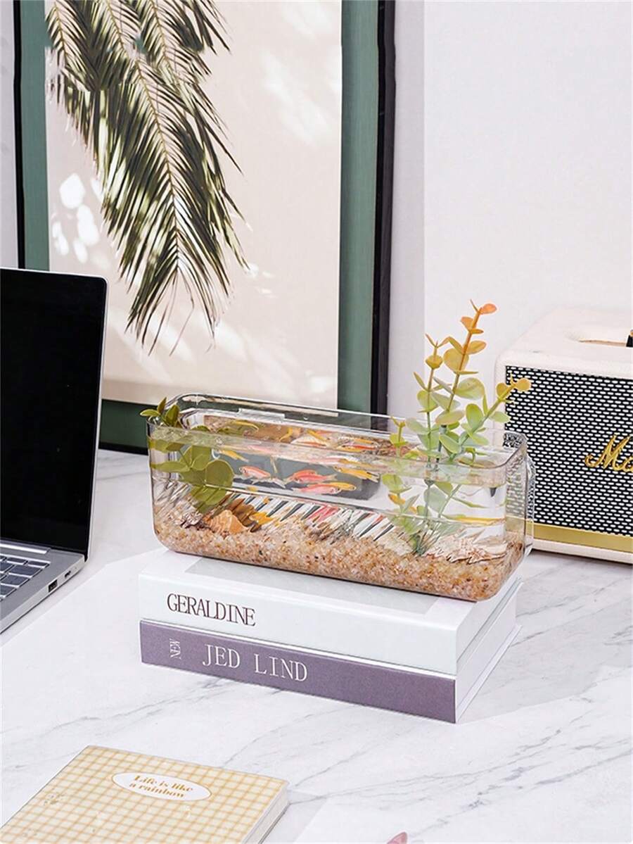 大号壁挂收纳盒创意透明水培植物鱼缸花盆塑料办公室客厅墙壁装饰适用于浴室收纳鱼壁挂架返校