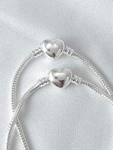Bracelet For Charms Heart In 925 Silver For Women For Charms Beadmaker Pendant Bracelet - 銀色 - 查看 9