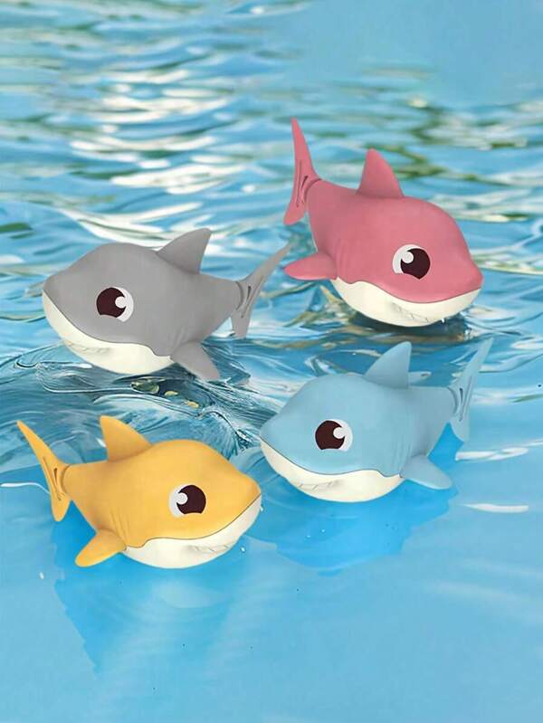 1 2 4pcsAdorable Shark-Shaped Baby Bath Swimming Bath Toy Gift For Summer Water Play