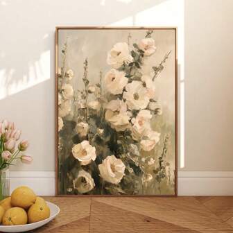 Set Of 1 Abstract Botanical Wall Art - Neutral Beige Rustic Floral Print,Modern Minimalist Canvas Painting For Home Decor,Vintage Wildflower Poster For Kitchen,Bedroom,Office,Unframed