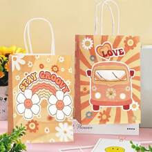 24 Pcs Groovy Party Favor Bags 6 Styles Groovy Retro Hippie Goodie Bags Stay Groovy Paper Gift Bags Daisy Flower Treat Bag With Handles For People 60's 70's Birthday Gender Reveal Wedding Bridesmaid Gift Bags Party Supplies
