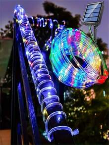 1pc Solar Rope Lights Outdoor - 50/100 LED Solar Powered Garden Lights With 8 Lighting Modes For Yard, Porch, Tree, Patio, Holiday Decorations - Transparent - View 5