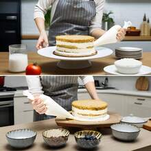 100 chiếc túi bắt kem trong suốt có thể tái sử dụng, túi bắt kem, túi đựng bánh ngọt dùng một lần, túi trang trí bánh, thích hợp để tự làm bánh, macaron, bánh quy, đồ trang trí bánh ngọt - Trong sáng - Xem 2