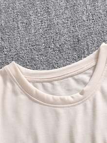 YUNCHIC - Men's Dropped Shoulder Loose Fit Printed T-Shirt, Spring/Summer - Khaki - View 5