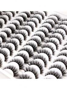 48 Pairs Of Super Large Capacity Full Eye False Eyelashes, Fluffy Curled Black Stem Eyelashes, Cat Eyes, Thick And Soft False Eyelashes, 3D Mink Like Eyelashes, Natural Appearance Makeup False Eyelashes - 濃密款 - 查看 6