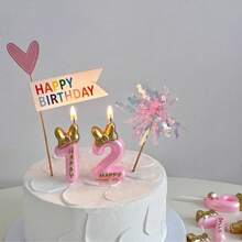 1pc/10pcs Number 0-9 Cute Bowknot Birthday Number Candle B Oys G Ilrs Cake Decor Digital Candles Topper Cupcake Party Decoration Supplies