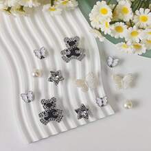 12 件闪亮时尚百搭熊、蝴蝶、星星鞋饰串饰，适用于 EVA 凉鞋、拖鞋、可拆卸鞋面装饰、女孩配饰、节日礼物