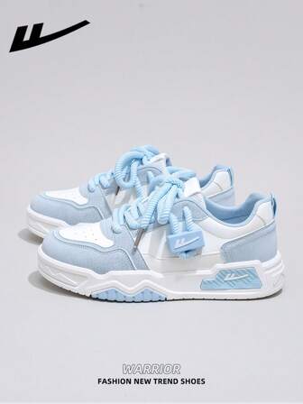  1 Pair WARRIOR Women's Lace-Up Design Skateboard Shoes, Low-Top Casual Shoes, Outdoor Flat Shoes, Summer Breathable Slip-On Shoes, Suitable For Skateboarding, Fashionable And Comfortable Women's Canvas Sneakers, Women's Thick-Soled Canvas Sports Shoes, Street Fashion Personalized Sports Shoes, Low-Top Sports Shoes With Soft Soles